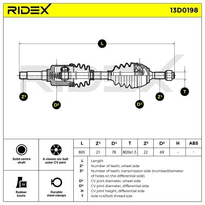 Drive Shaft RIDEX 13D0198 13D0198 - photo 6