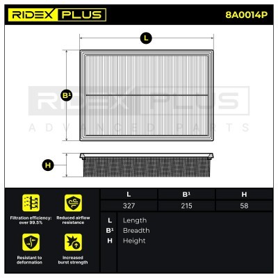 Air Filter RIDEX 8A0014P 8A0014P - photo 7