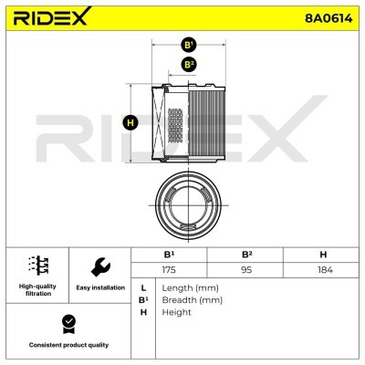 Air Filter RIDEX 8A0614 8A0614 - photo 6