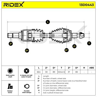Drive Shaft RIDEX 13D0443 13D0443 - photo 6