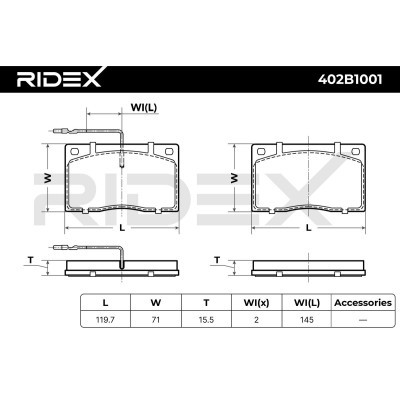 Brake Pads Set RIDEX 402B1001 402B1001 - photo 6