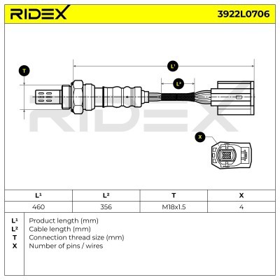 Lambda (Oxygen) Sensor RIDEX 3922L0706 3922L0706 - photo 6