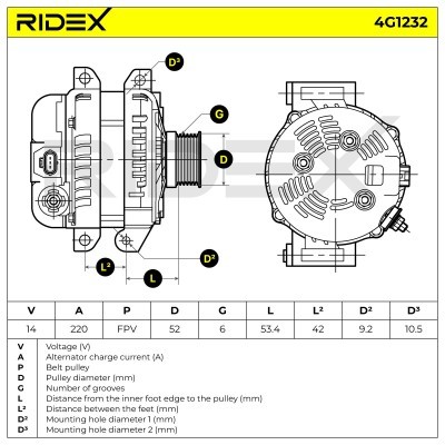 Alternator RIDEX 4G1232 4G1232 - photo 6