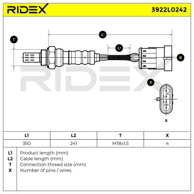 Lambda (Oxygen) Sensor RIDEX 3922L0242 3922L0242 - photo 6