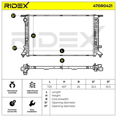 Radiator, Engine Cooling RIDEX 470R0421 470R0421 - photo 6
