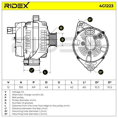 Alternator RIDEX 4G1223 4G1223 - photo 5