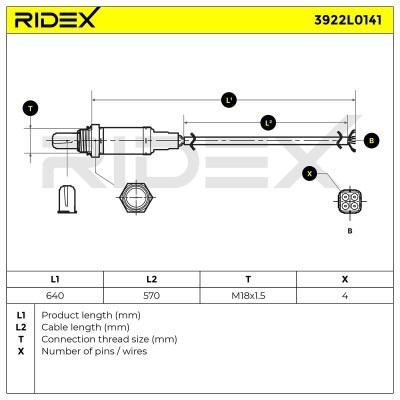 Lambda (Oxygen) Sensor RIDEX 3922L0141 3922L0141 - photo 5