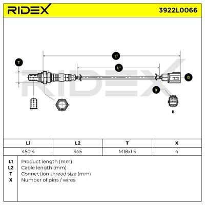 Lambda (Oxygen) Sensor RIDEX 3922L0066 3922L0066 - photo 6