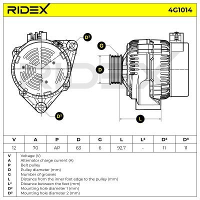 Alternator RIDEX 4G1014 4G1014 - photo 8