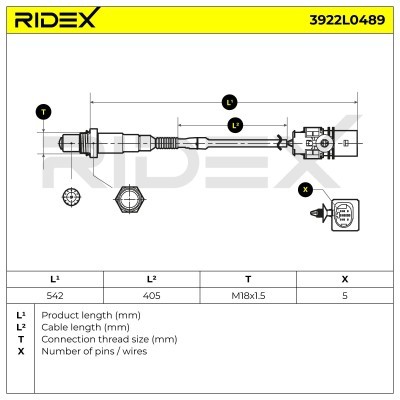 Lambda (Oxygen) Sensor RIDEX 3922L0489 3922L0489 - photo 6
