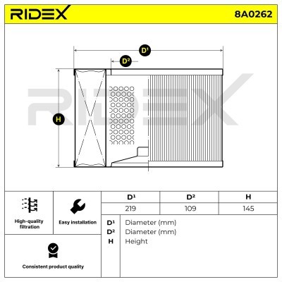 Air Filter RIDEX 8A0262 8A0262 - photo 2