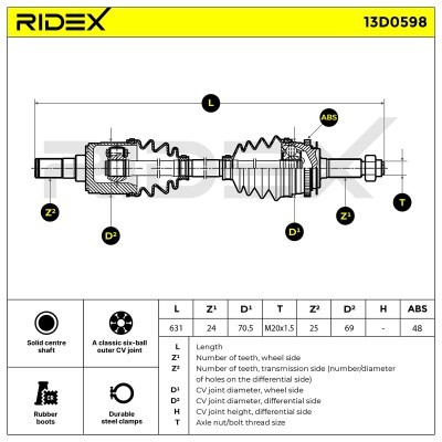 Drive Shaft RIDEX 13D0598 13D0598 - photo 7