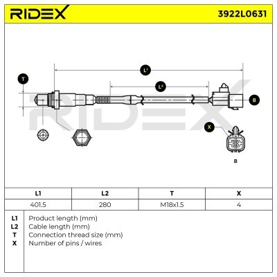 Lambda (Oxygen) Sensor RIDEX 3922L0631 3922L0631 - photo 6