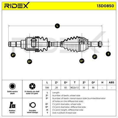 Drive Shaft RIDEX 13D0850 13D0850 - photo 8