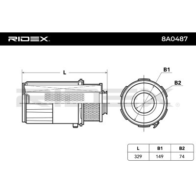 Air Filter RIDEX 8A0487 8A0487 - photo 3