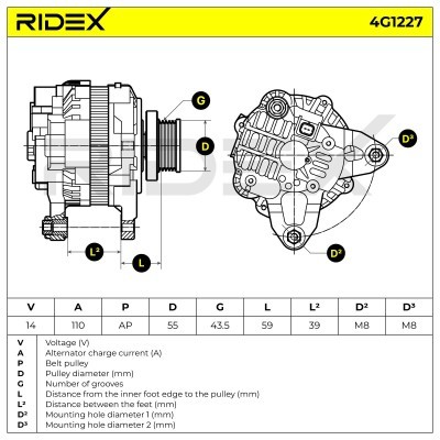 Alternator RIDEX 4G1227 4G1227 - photo 5