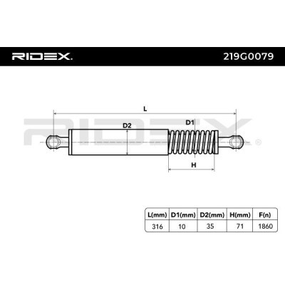 Gas Spring, boot-/cargo area RIDEX 219G0079 219G0079 - photo 6