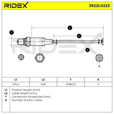 Lambda (Oxygen) Sensor RIDEX 3922L0223 3922L0223 - photo 5