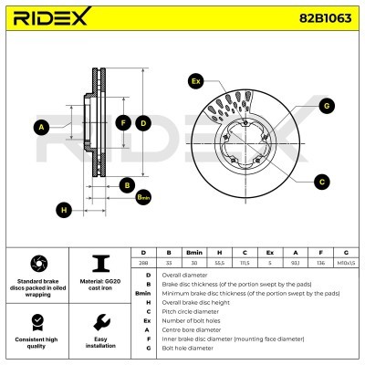 Brake Disc RIDEX 82B1063 82B1063 - photo 3