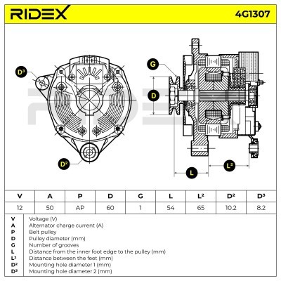 Alternator RIDEX 4G1307 4G1307 - photo 8