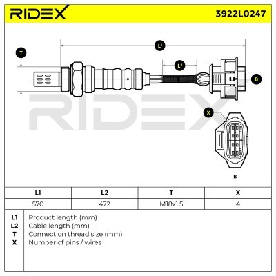 Lambda (Oxygen) Sensor RIDEX 3922L0247 3922L0247 - photo 6