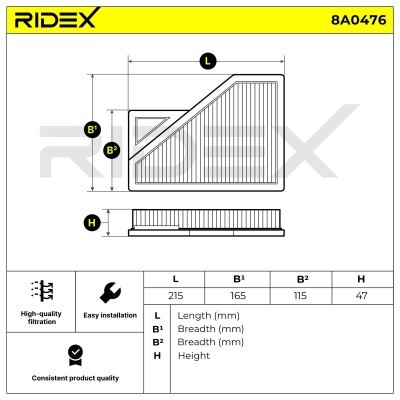 Air Filter RIDEX 8A0476 8A0476 - photo 5