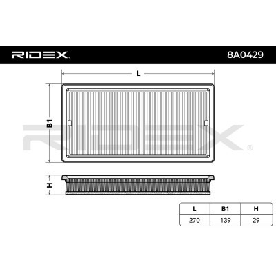 Air Filter RIDEX 8A0429 8A0429 - photo 6