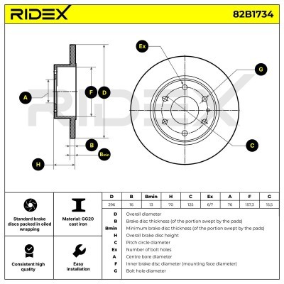 Brake Disc RIDEX 82B1734 82B1734 - photo 7