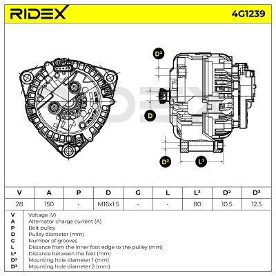 Alternator RIDEX 4G1239 4G1239 - photo 5