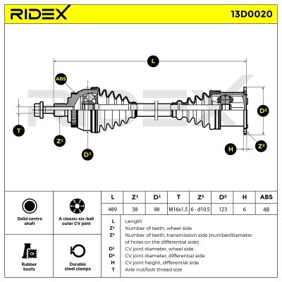 Drive Shaft RIDEX 13D0020 13D0020 - photo 4