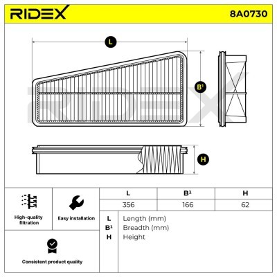 Air Filter RIDEX 8A0730 8A0730 - photo 6