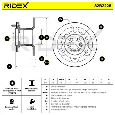 Brake Disc RIDEX 82B2228 82B2228 - photo 7
