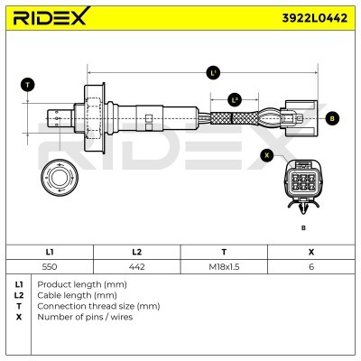 Lambda (Oxygen) Sensor RIDEX 3922L0442 3922L0442 - photo 6