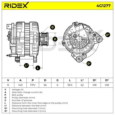 Alternator RIDEX 4G1277 4G1277 - photo 5
