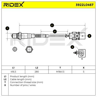 Lambda (Oxygen) Sensor RIDEX 3922L0467 3922L0467 - photo 6