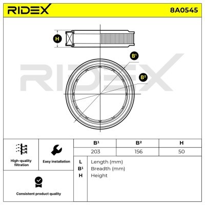 Air Filter RIDEX 8A0545 8A0545 - photo 7