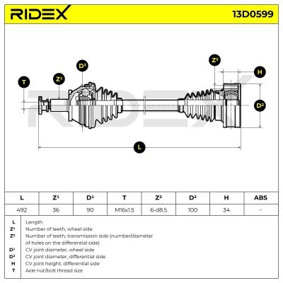 Drive Shaft RIDEX 13D0599 13D0599 - photo 7