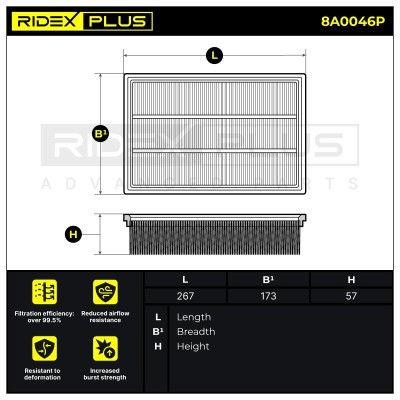 Air Filter RIDEX 8A0046P 8A0046P - photo 7