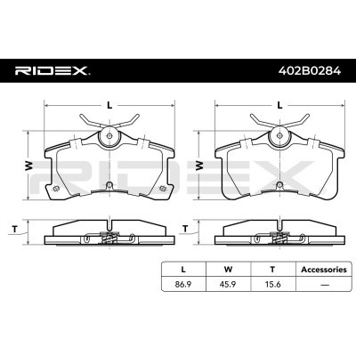 Brake Pads Set RIDEX 402B0284 402B0284 - photo 4