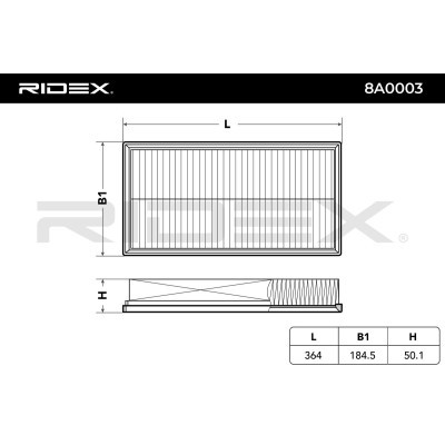Air Filter RIDEX 8A0003 8A0003 - photo 3