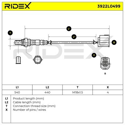 Lambda (Oxygen) Sensor RIDEX 3922L0499 3922L0499 - photo 5