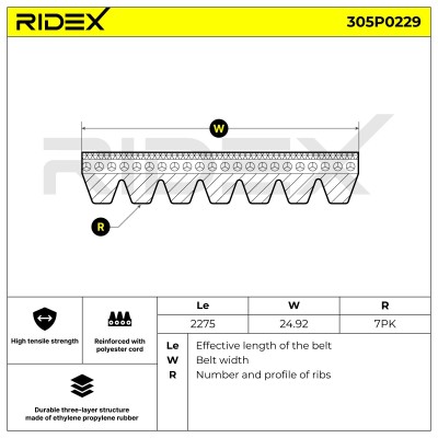 V-Ribbed Belt RIDEX 305P0229 305P0229 - photo 5