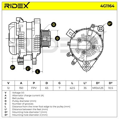 Alternator RIDEX 4G1164 4G1164 - photo 5