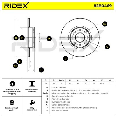 Brake Disc RIDEX 82B0469 82B0469 - photo 3