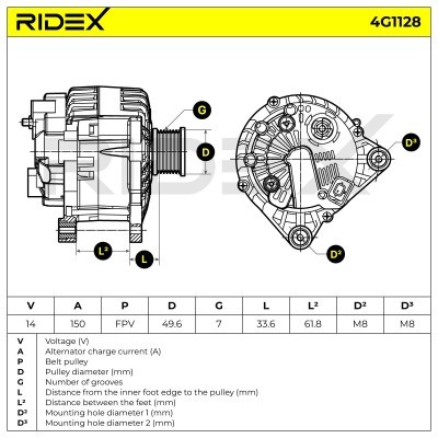 Alternator RIDEX 4G1128 4G1128 - photo 7