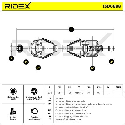 Drive Shaft RIDEX 13D0688 13D0688 - photo 7