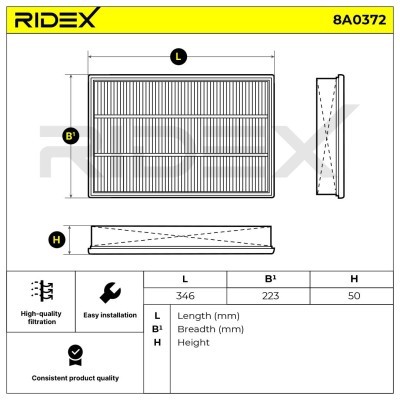 Air Filter RIDEX 8A0372 8A0372 - photo 5