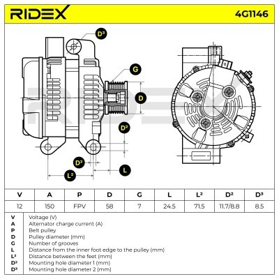 Alternator RIDEX 4G1146 4G1146 - photo 5