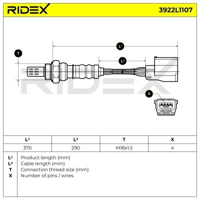 Lambda (Oxygen) Sensor RIDEX 3922L1107 3922L1107 - photo 7