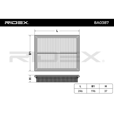 Air Filter RIDEX 8A0387 8A0387 - photo 6